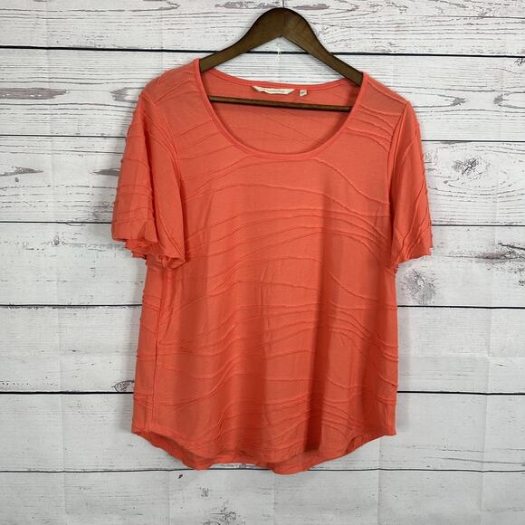 Soft Surroundings Tops - Soft Surroundings Tee Shirt Top Womens Large Orange Salmon Textured